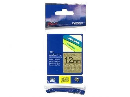 Páska "Tze", zlatý vzor s černým potiskem, 12 mm x 4 m, BROTHER