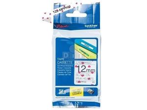 Páska "Tze", růžová srdíčka s černým potiskem, 12 mm x 4 m, BROTHER