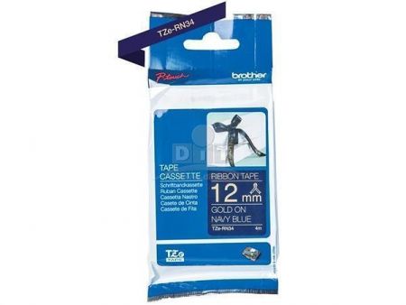 Páska "Tze", stuha, tmavě modrá se zlatým potiskem, 12 mm x 4 m, BROTHER