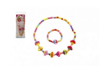 Náhrdelník a náramek korálky barevné plast 15cm