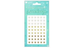 Dekorační samolepky perličky, bílé,krémové, meděné 12x8cm