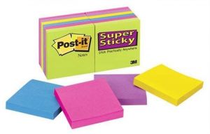 Samolepicí bloček "Super Sticky", mix barev, 76x76 mm, 12x90 listů, 3M POSTIT