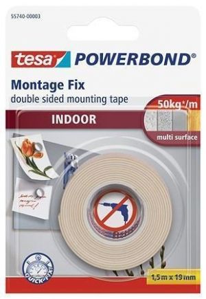 Lepicí páska "Powerbond 55740", oboustranná, pro interiér, 19 mm x 1,5m, TESA