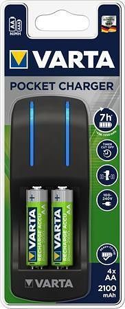 Battery charger, AA/AAA, 4x2100 mAh AA, VARTA "Pocket"