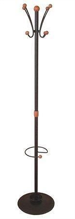 Stojanový věšák, kovová tyč, dřevěné koncovky, "Orione", černý