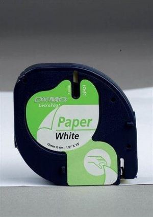 Páska, papírová, 12 mm x 4 m, DYMO "Letratag", bílá