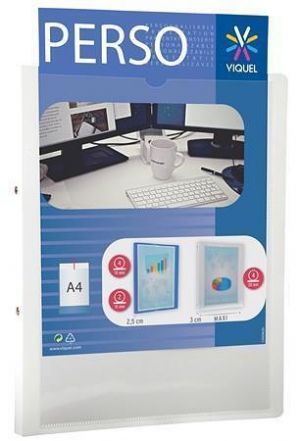 Pořadač dvoukroužkový &quot;Standard&quot;, bílá, přední průhledná kapsa, 25 mm, A4, PP/PP, VIQUEL