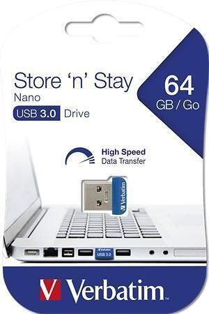 64GB USB Flash 3.0, 80/25 MB/sec, VERBATIM &quot;NANO STORE &sbquo;N&sbquo; STAY&quot;