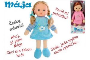 Panenka Mája mrkací 42cm na baterie česky mluvící, 2 barvy, v krabičce