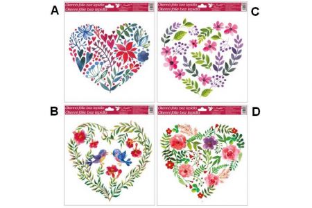 Okenní fólie s glitry srdce 30x30cm