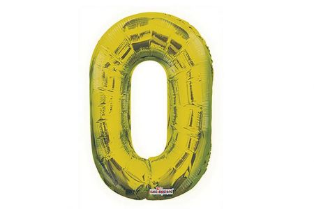 Balonek foliová číslice č.0 malá zlatá 35cm