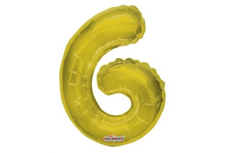 Balonek foliová číslice č.6 malá zlatá 35cm