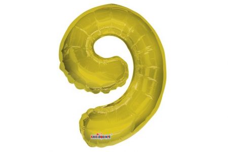 Balonek foliová číslice č.9 malá zlatá 35cm