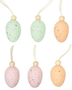 Vajíčka s korálkem plastová na zavěšení 4 cm, 6 ks v sáčku