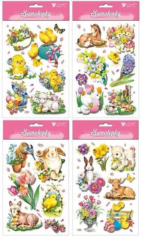 Samolepky velikonoční 22x13 cm vrstvené s glitry