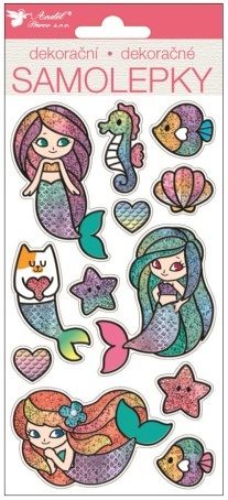 Samolepky mořské panny s glitry, 21 x 10 cm