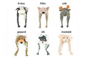 Maska/čepice zvířátko plyš 30cm