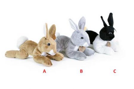 Plyšový králík ležící 3 druhy, 18 cm