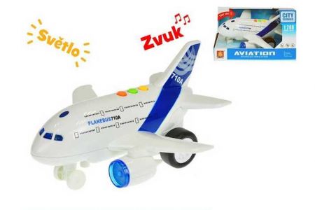 Letadlo dopravní 20cm 1:200 na setrvačník na baterie se světlem a zvukem
