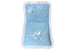 Sada peřinka s krajkou silon a mašlemi - světle modrá / potisk mašličky AG