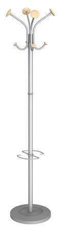Stojanový věšák, kovová tyč, dřevěné koncovky, ALBA, "Stily", šedý