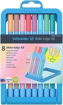 Kuličkové pero "Slider Edge XB Pastel", sada 8 barev, 0,7 mm, s uzávěrem, SCHNEIDER