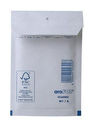 Obálka, bílá, bublinková, W1, vnější rozměry: 120x175 mm, vnitřní rozměry: 100x165 mm, VIC