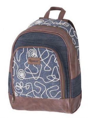 Batoh "Jeans Glossy", modrá-hnědá, PULSE