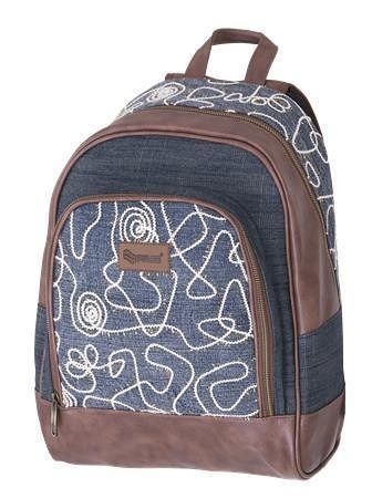 Batoh "Jeans Glossy", modrá-hnědá, PULSE 