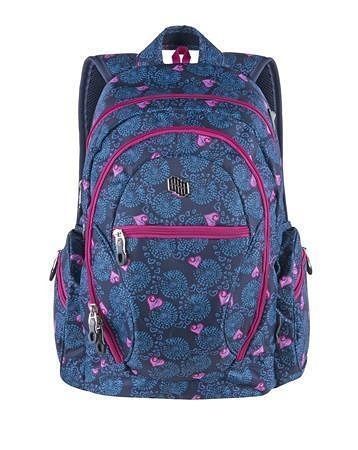 Batoh "Dobby Pink Hearts", modrá-růžová, 30 litrů, PULSE
