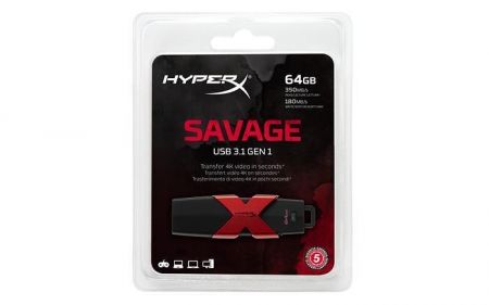 Pendrive "HyperX Savage", 64GB, USB 3.1, 350/180MB/s. KINGSTON