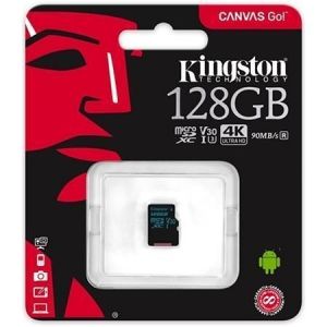 Paměťová karta Micro SDXC, 128GB, U3, UHS-I, 90/45MB/s, bez adaptéru, KINGSTON "Canvas Go"