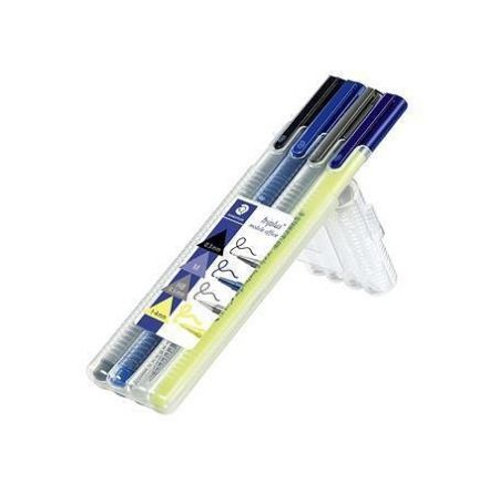 Psací sada "Triplus Multiset", žlutý zvýrazňovač, mikrotužka, černý liner a modrý roller,
