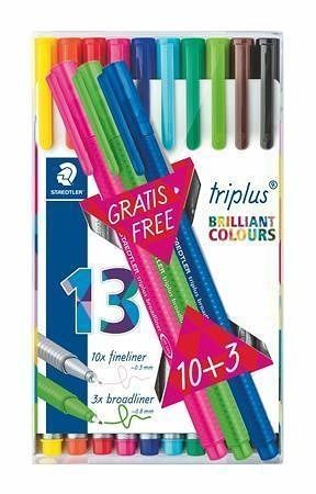 Liner "Triplus 334 Box" set 10+3, různé barvy, 0,3mm, STAEDTLER