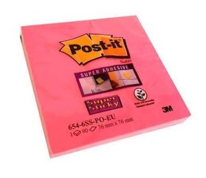 Samolepicí bloček, "Super sticky", červená, 76x127 mm, 90 listů, 3M POSTIT