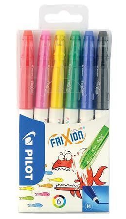 Fixy "Frixion Colors", sada, 6 barev, 0,39-0,7 mm, vymazatelné, PILOT