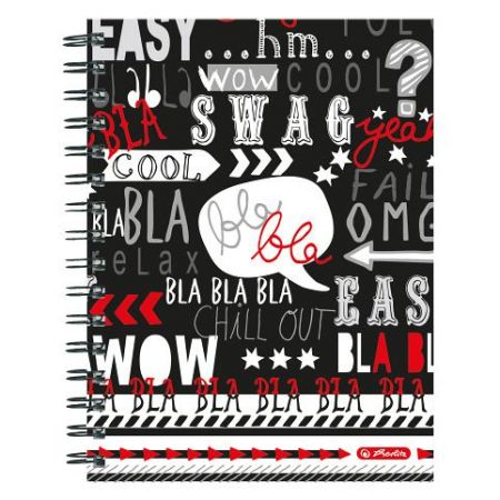 Spirálový blok A5/100 čtvereček, Black&WOW Slogan (Herlitz)