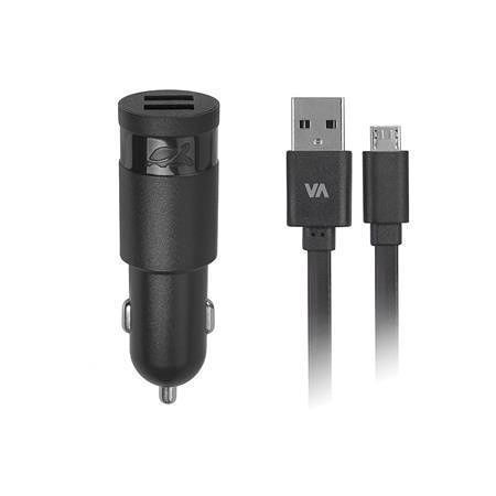 Nabíječka do auta "VA 4223 BD1", černá, 2 x USB, 3,4A, datový kabel micro USB, RIVACASE