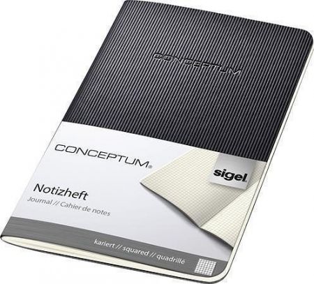 Záznamní kniha "Conceptum", černá, A6, čtverečkovaný, 32 listů, měkké desky, SIGEL