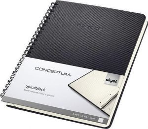 Spirálový blok "Conceptum", exkluzivní, černá, A5, linkovaný, 80 listů, SIGEL