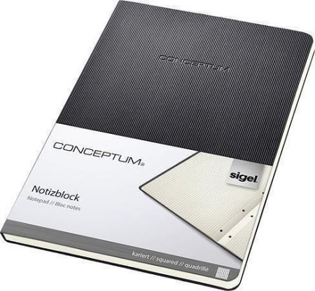 Záznamní kniha "Conceptum", černá, A5, čtverečkovaný, 60 listů, SIGEL