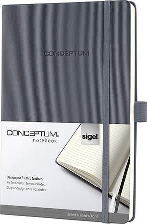 Exkluzivní zápisník "Conceptum", tmavě šedá, A5, linkovaný, 194 listů, SIGEL