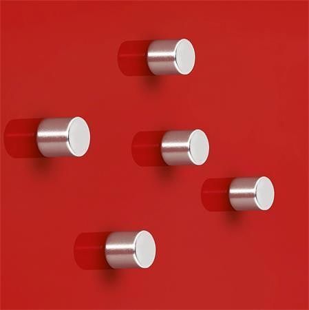 Magnety "Superdym", stříbrná, tvar válce, silný, 5 ks, 10 x 10 x 10 mm, SIGEL