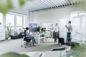 Textilní tabule "Meet up", šedá, hliníkový rám, oboustranná, 90x180 cm, SIGEL