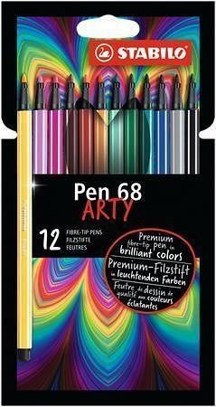 Fixy "Pen 68 ARTY", 12 různých barev, 1 mm, STABILO
