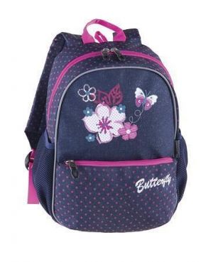 Batoh "Junior Flowers Butterfly", modrá-růžová, PULSE