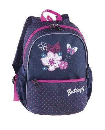 Batoh "Junior Flowers Butterfly", modrá-růžová, PULSE
