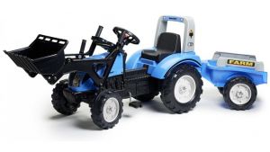 Traktor Landini s přední lžící a valníkem modrá