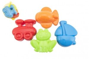 Formičky Bábovky na písek 4ks plast 10cm v síťce 24m+