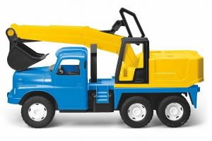 Auto Tatra 148 plast 72cm Bagr na písek v krabici - modrožlutý